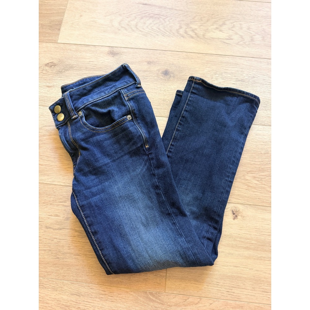 American Eagle Artist Crop Jeans 2 Regular Dark Wash Low Rise Super Stretch - Picture 7 of 8